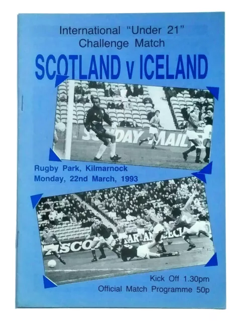 Scotland U21 v Iceland U21 22/3/1993 Friendly International Match @ Rugby Park.
