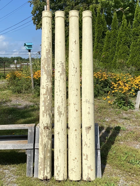 4 Antique C.1910 Wood Columns, Hollow, 92"H ~ Salvaged Portland, ME