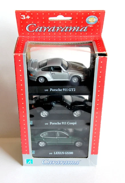 RARE SET DE 3! CARARAMA - PORSCHE 911 GT2 et COUPÉ, LEXUS