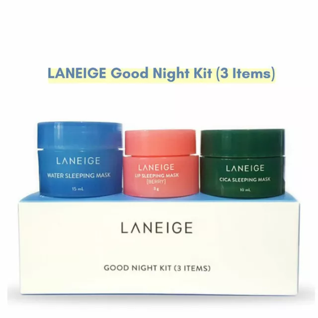 LANEIGE New Sleeping Care Good Night Kit (3 Stück) Wasser, Cica, Lippen Schlafmaske 3