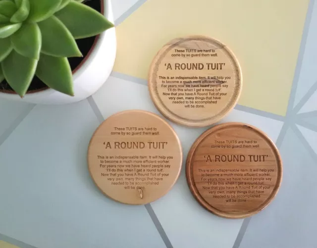Imperfect A Round Tuit Wooden Coaster For Her Him DIY Funny Gift Idea Wood xmas 2