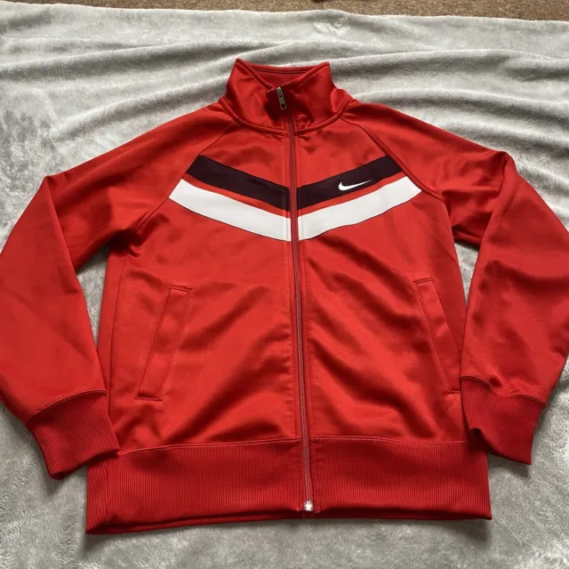 Nike Track Jacket Mens Small Red Logo Zip Up  Top Training Retro Look Athletic