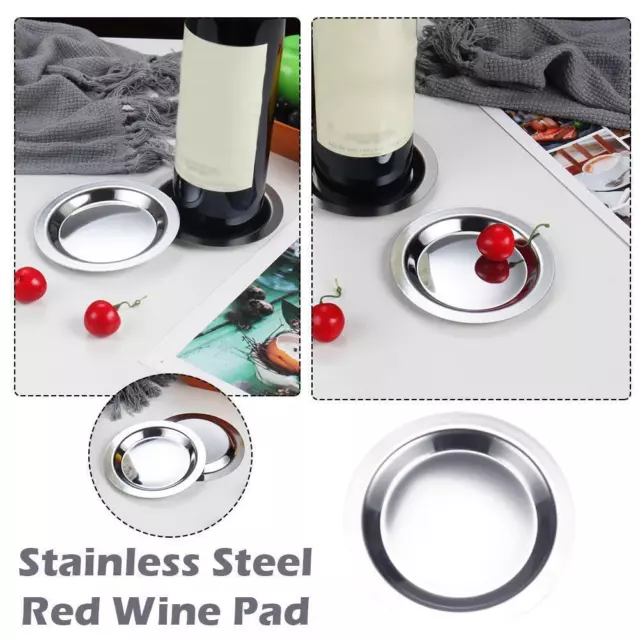 Wine Bottle Coaster Smooth Stainless Steel Coasters Metal Silver Heat 2