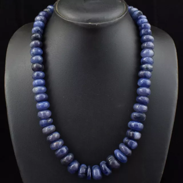 700.00 Cts Natural Unheated Blue Iolite Round Shape Beads Necklace NK 06E173