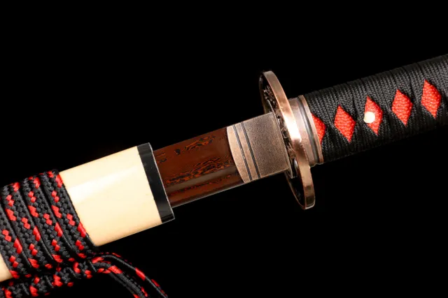 Damascus Folded Steel Red Blade Japanese Samurai Real Sword Katana Razor Sharp 3