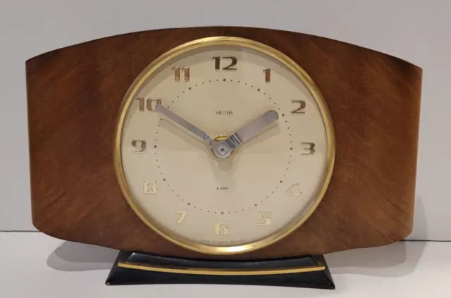 Vintage Mid-Century c1960’s "Smiths" Oak Art Deco Desk / Mantel Clock