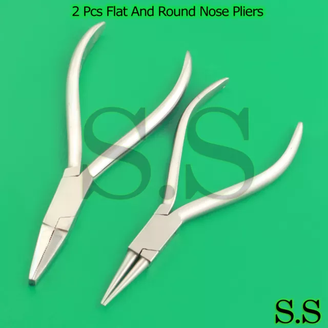 2 PCS FLAT and round nose jaws jewellery conical dental orthodontic pliers