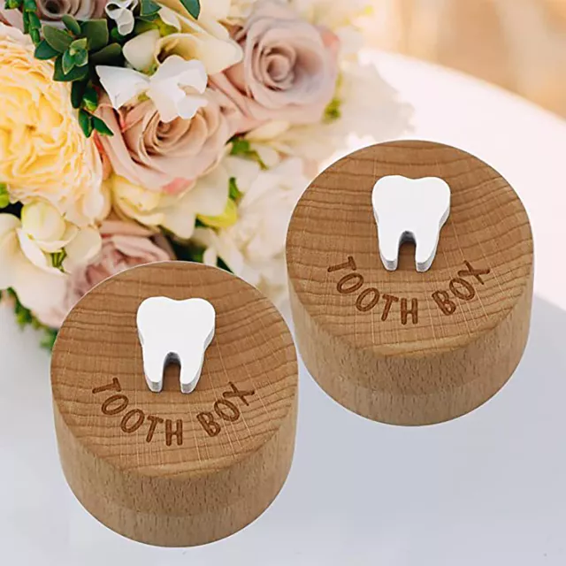 Round For Kids Custom Newborn Baby Wooden Tooth Fairy Box Cute Gifts Lost Teeth