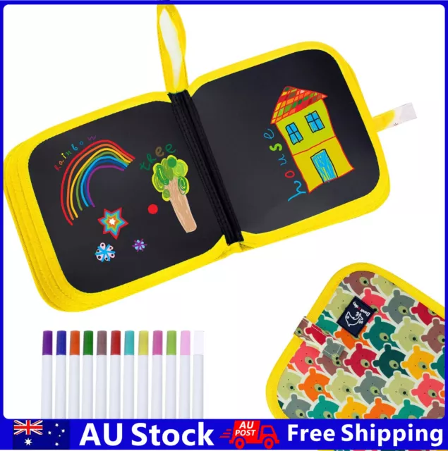 Kids Erasable Doodle Drawing Books Coloring Board With Watercolor Pens Gift Toys