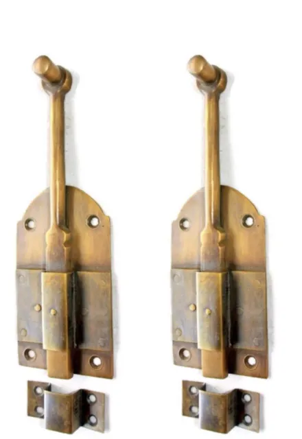 2 flush BOLT french old age style doors furniture heavy brass slide 6" bolts B