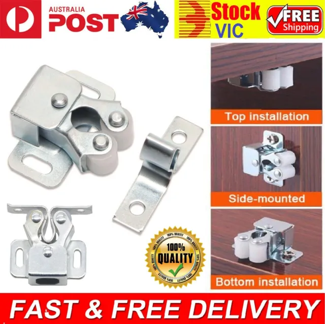 Double Roller Catch Strong Hold Cupboard Cabinet Door Latch Double Twin Catches