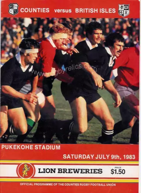 British Lions v Counties 9 Jul 1983 Pukekohe RUGBY PROGRAMME