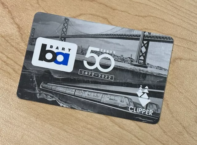 BART Bay Area Rapid 50th Anniversary Clipper Card Transit $100 LOADED Limited Ed