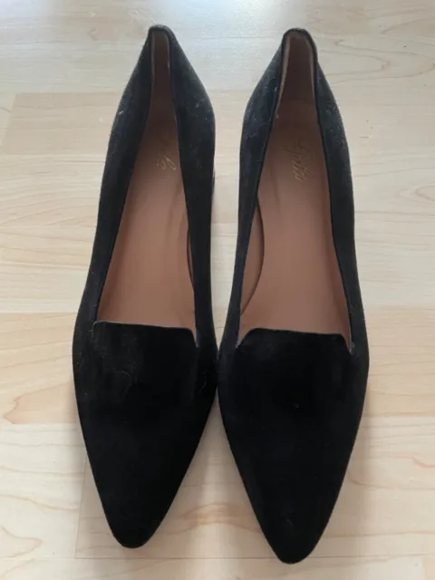 Wildleder Damen Pumps mit Blockabsatz von Gala aus Italien Gr. 36 schwarz