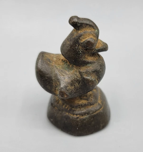 Vintage Asia Opium Weight Bird Duck Rooster Bronze China Antique Patina 2.8 OZ