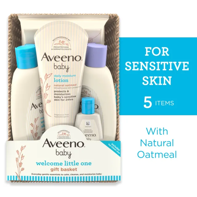 Aveeno Baby Welcome Little One Sensitive Skin Gift Set with Baby Wash, Shampoo