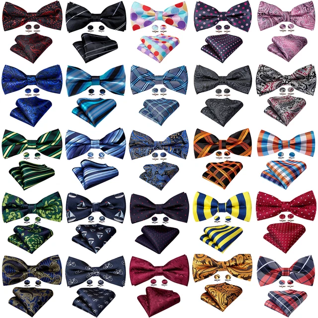 Mens Silk Bow Tie Wedding Christmas Party Bowtie Set Formal Necktie Xmas