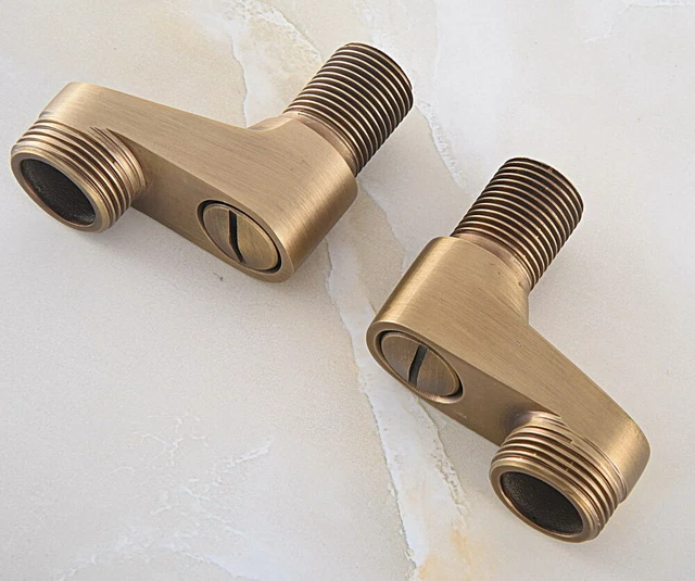 A of Pair Antique Brass Claw Foot Bathtub Faucet Adjustable Swing Arms