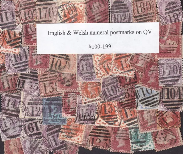 GB 1841-1900 stamps English Welsh Numeral postmarks  #100-199 sold singly