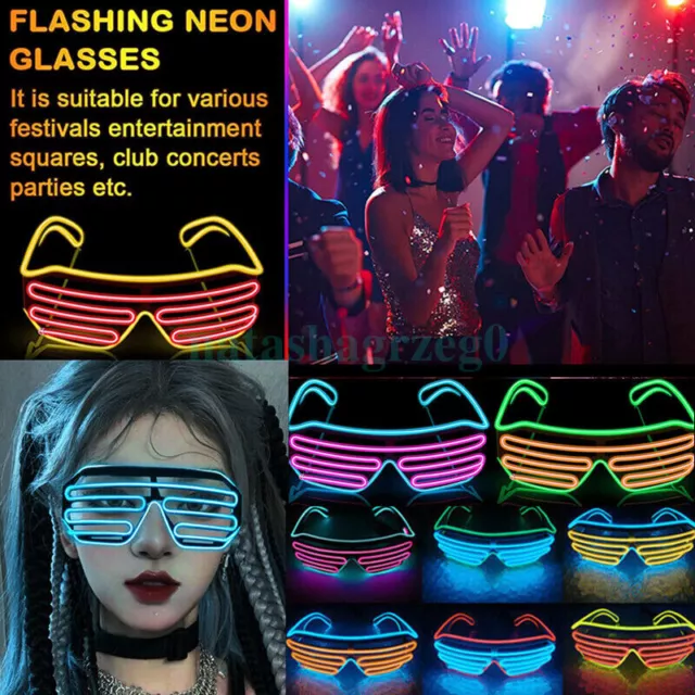 Light Up Glasses Glow El Shutter LED Sunglasses Neon Frames Wire Party Nightclub