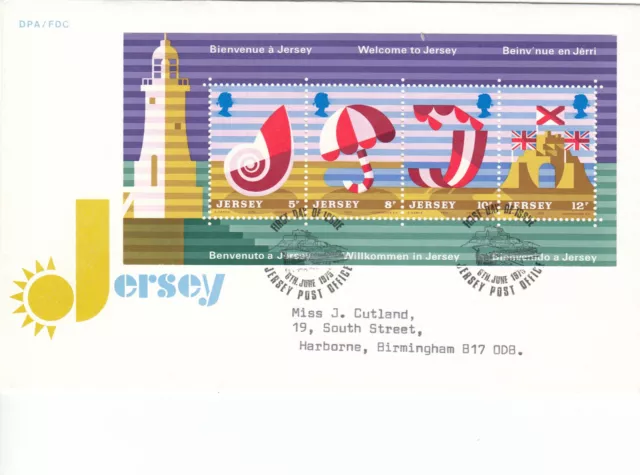 (104632) Jersey Tourism minisheet GB FDC 1975