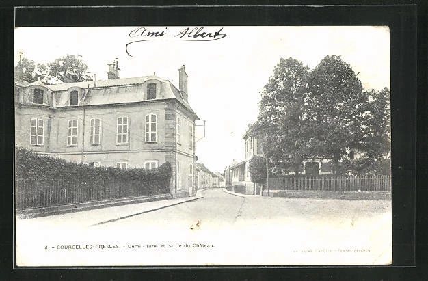 CPA Courcelles-Presles, Demi-lune et partie du Chateau 1904