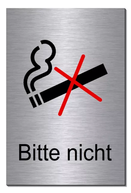 Rauchen verboten-Alu-Edelst-Optik-Schild-15 x 10 cm-Toilette-WC-Hinweisschild
