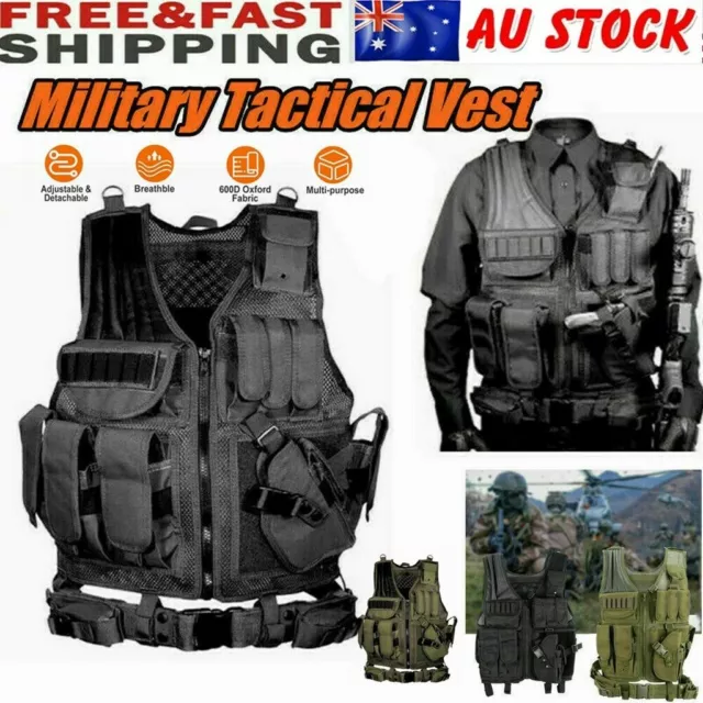 Tactical Vest Adjustable Molle Assault Combat Gear Swat Plate Carrier