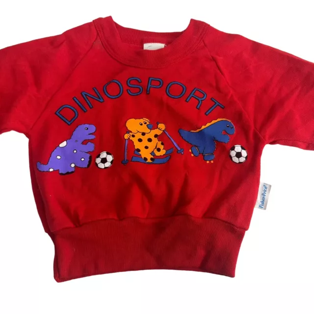 Sudadera Roja Vintage Fisher Price Dinosport Talla 24 meses