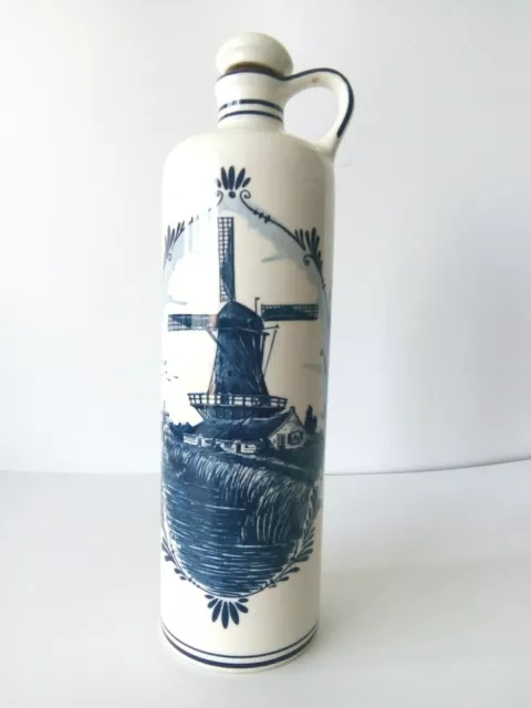 Vintage 1979 Delft Blue Made In Holland Handwerk Bols Bottle 75cl Collectable