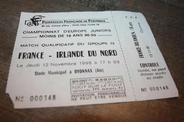 Ticket De Match Entier Vintage FFF - France Vs Islande 1991 - Collection Football