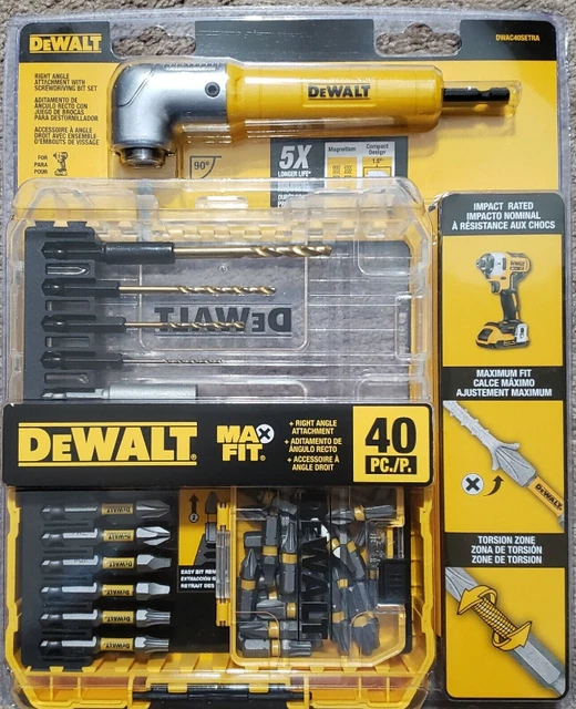 DEWALT 40 PIECE Drill Bit with Right Angle Adapter and Tough Case Set
