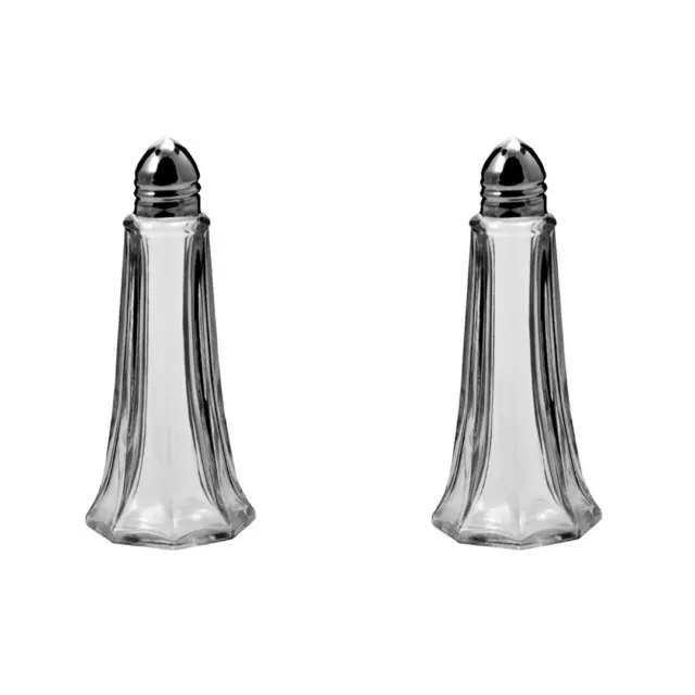 Salt & Pepper Shaker Set 30mL Tower Style Glass & Stainless Steel