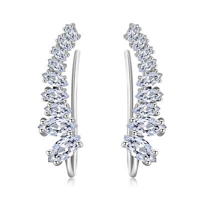 18k White /Rose Gold Charm Hook Earrings For Women Cubic Zirconia Jewelry Gift
