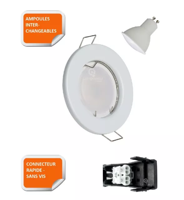 Lot de 10 Spot Led Encastrable complete ronde fixe eq. 50w blanc neutre 2