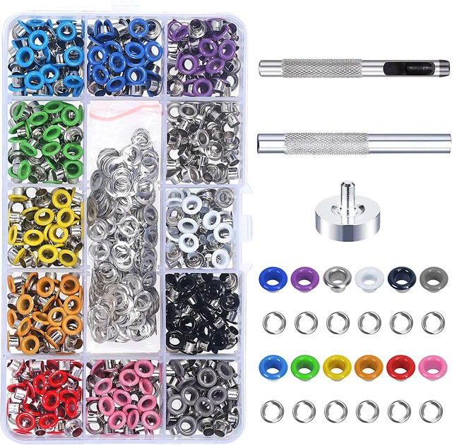 Kit de ojales de metal DKINY 300 piezas con perforación de orificio y herramientas de ajuste ojales