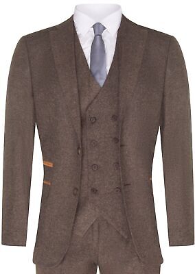 Uomo Rovere Marrone 3 Pezzi Lana Tweed 1920s Suit Peaky Blinders Classico Misura
