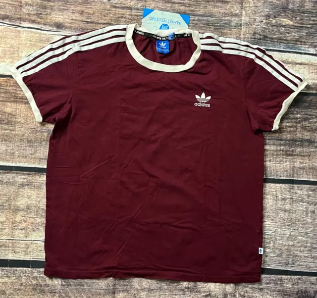 adidas Women's Originals 3-Stripes Collegiate T-Shirt CY4752 Burgundy Size M