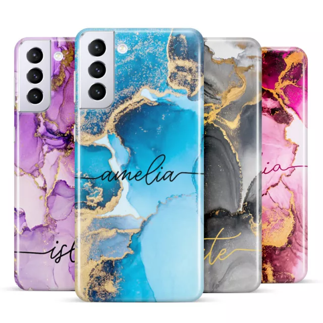Personalised Marble Phone Case with Name Cover Custom for Samsung J M & Note