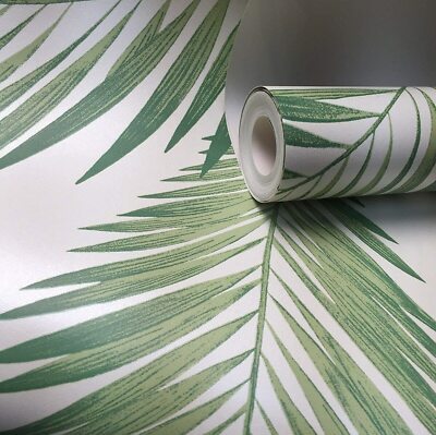 Arthouse Arthouse Tropicale Palma Foglia Parati Verde/Crema 906802 Perlescenti Lucente 