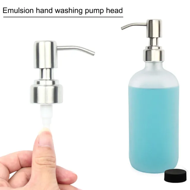 2X Soap Pump Liquid Replacement Dispenser Head Nozzles Brushed Stainless Steel