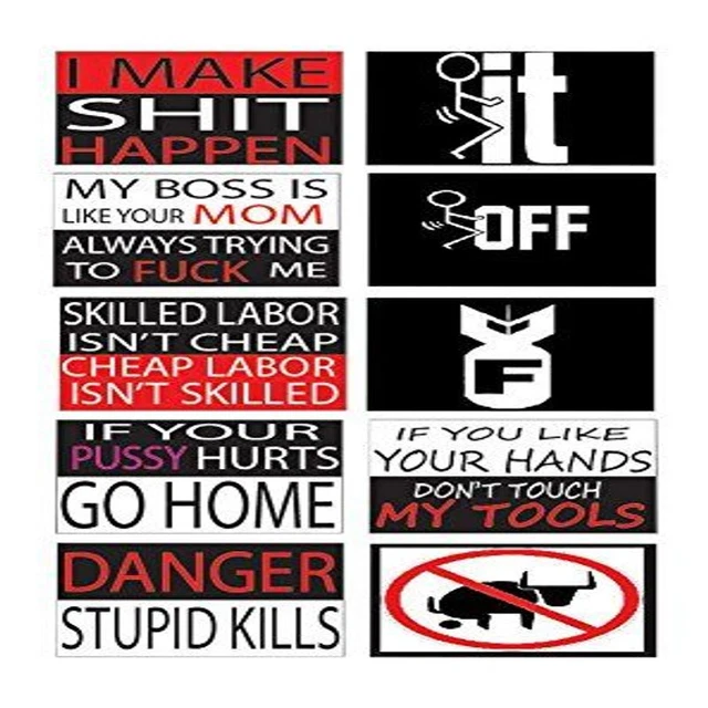 Funny Work Hard Hat Helmet Stickers Decals Toolbox Construction 2x3", Black