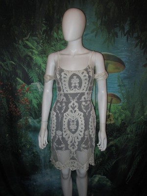 Preowned For love And Lemons Gray Mini Dress San Marcos Lace Wedding Size S (G)