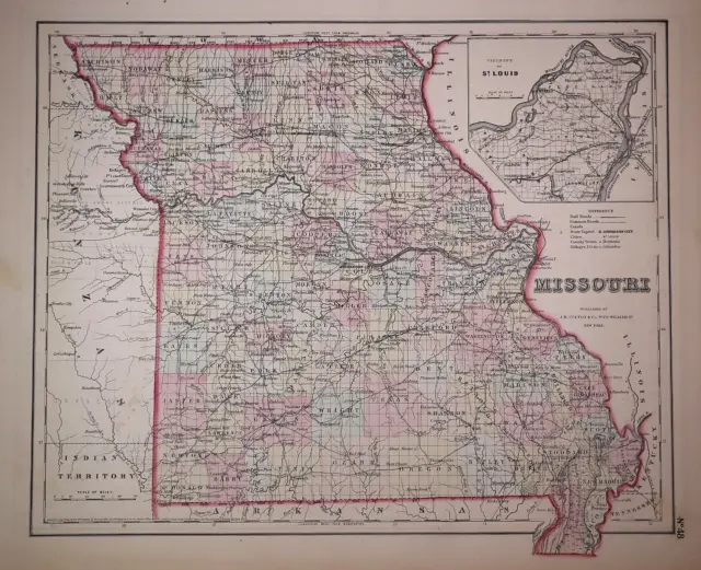 1857 Colton Atlas Map ~ MISSOURI ~ (14x17) ~ Free S&H -#517