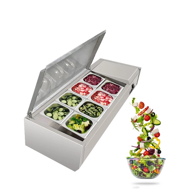 Salad Sandwich Prep Table Refrigerator Commercial  Stainless Steel Salad Freezer