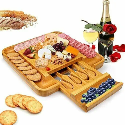 Bamboo Kitchen Products, Cheese Wine Boards/Snack Plate/Serving Tray/Dining Tray