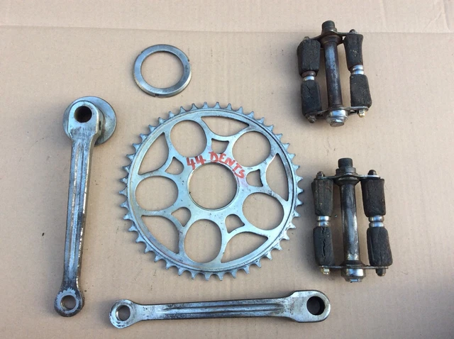 Pédalier Double Plateaux 48/40 Dents – Acier Chromé, Vélo Vintage, Clavette, Très Bon état