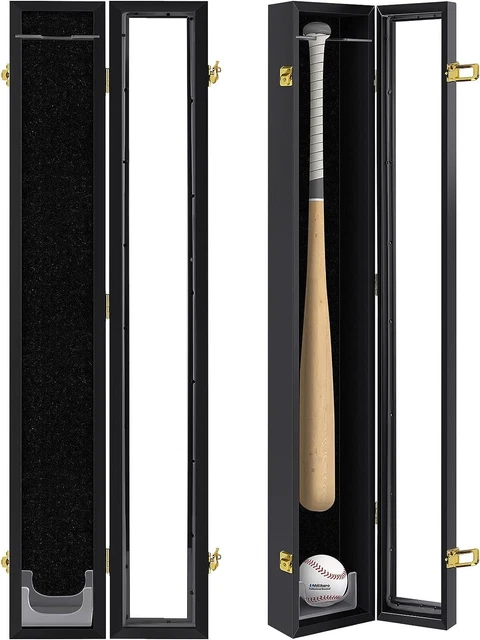 Baseball Bat Display Case Wall Mounted Vertical or Horizontal Wooden Frame w/...