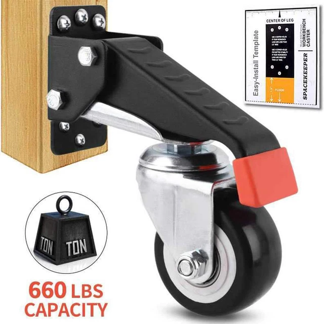 Heavy Duty Workbench Casters Kit Retractable Caster Wheels for Workbenches Machi