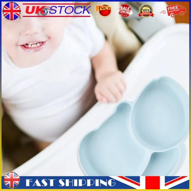 Cartoon Children Dishes Silicone Baby Feeding Dishes Baby Cutlery (Light Blue) #